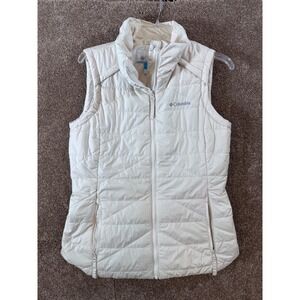 Columbia Puffer Vest Womens Cream Quilted Zip Up Insulated Collar Size Medium